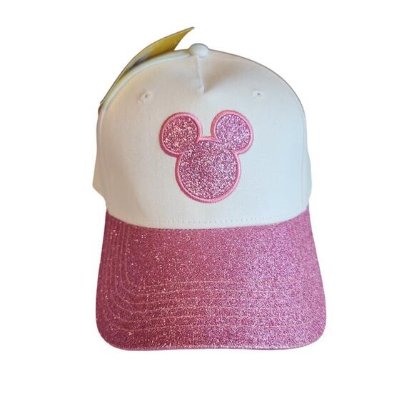 Disney Mickey Mouse Pink Glitter Baseball Cap Adjustable Unisex - Picture 1 of 6